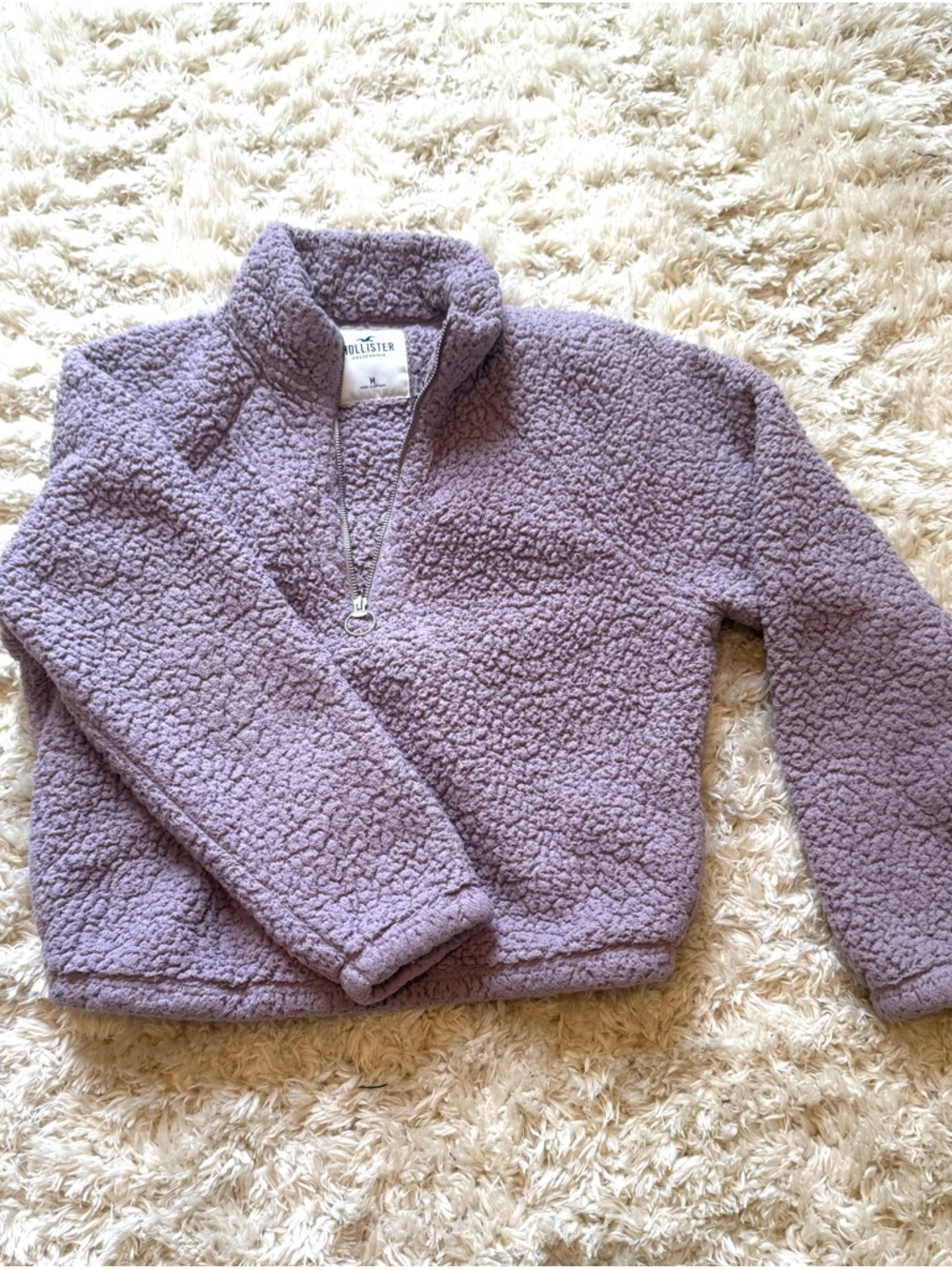 Hollister Lilac Sherpa Half-Zip Pullover
